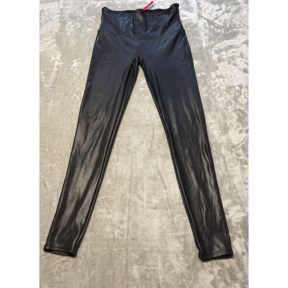 Spanx‎ Faux Leather Leggings Womens Black sz L Shaping High Rise